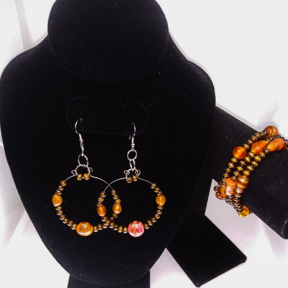 Beaded Bracelet with Matching Earrings